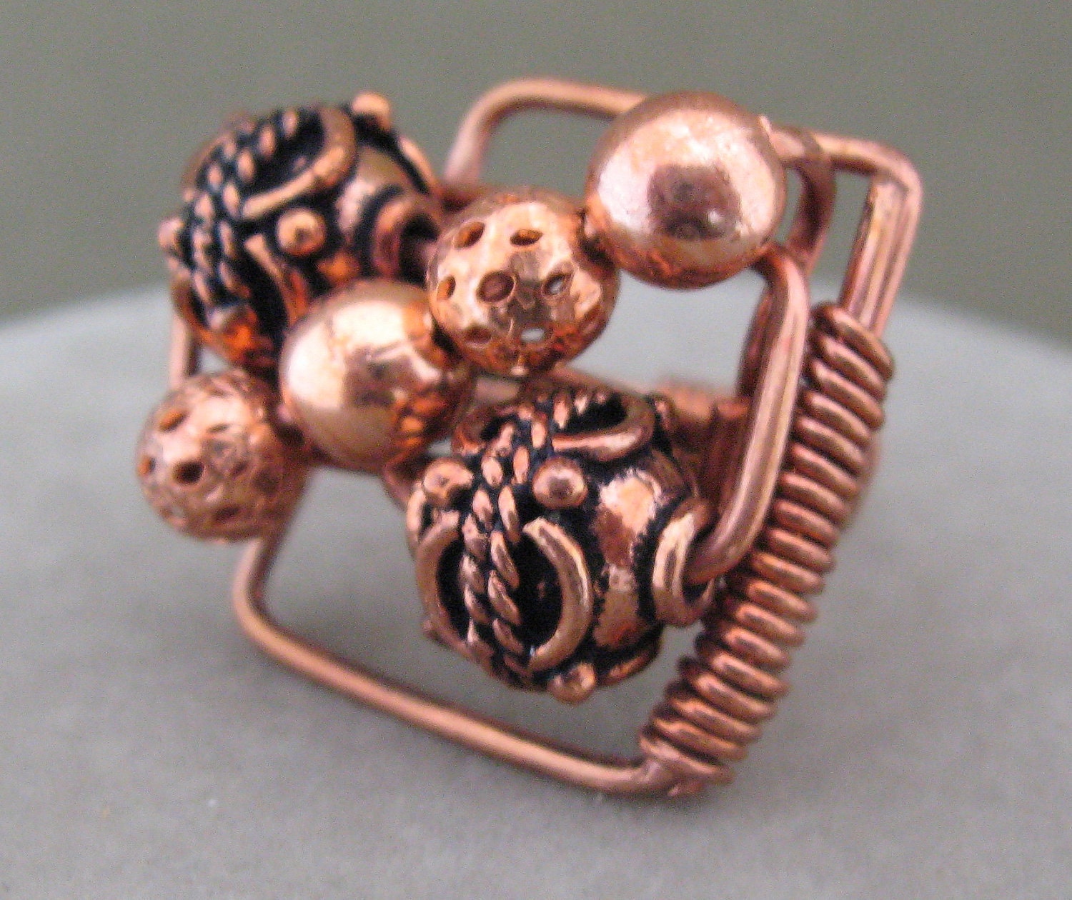 Abstract Copper Ring Wire Wrapped Contemporary Metal Design