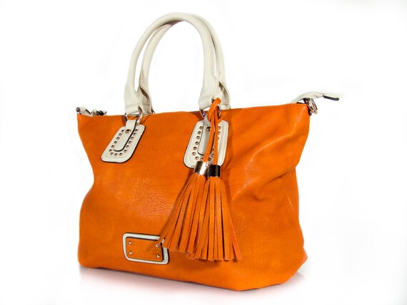 vegan leather handbag purse orange -.-  the Roisin -.-  15% SPRING DISCOUNT