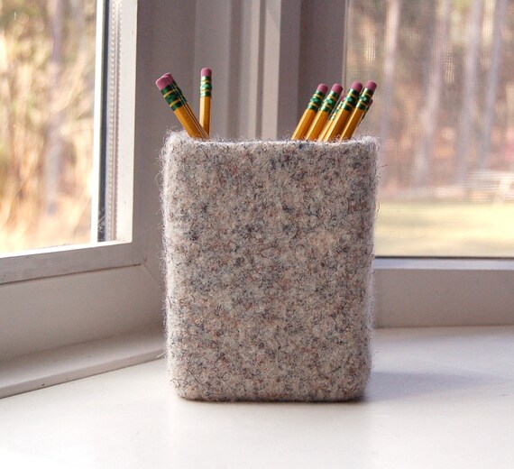felted wool glass vase pencil holder