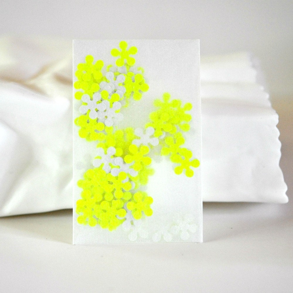 Confetti 150 Tiny Paper Flowers Neon Yellow Spring