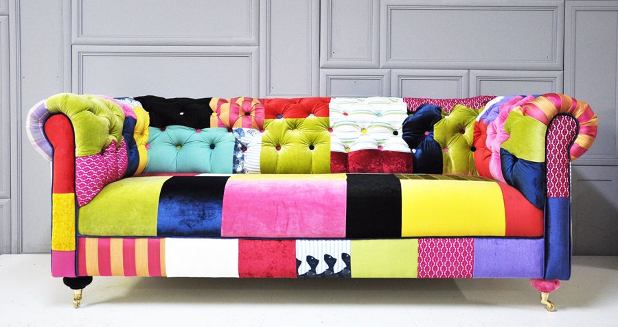 colorful chesterfield patchwork sofa