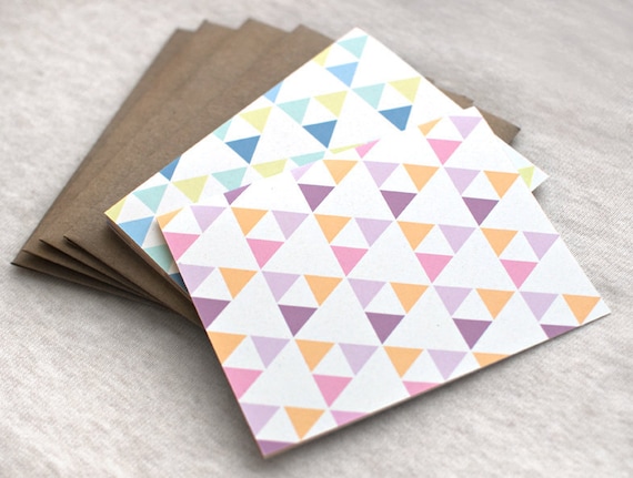 Triangles Cards Set of 4 - Geometric Patterns, Greeting