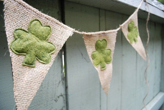 Small St. Patrick's Day Burlap Bunting/Pennant/Banner