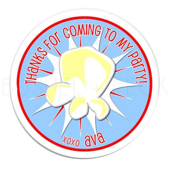 POPCORN Movie Nite Stickers-sticker, stickers, tag, tags, adhesive, sticker, peel & stick, polka dot, popcorn, movie nite, movie, movies, kids, party, set, birthday