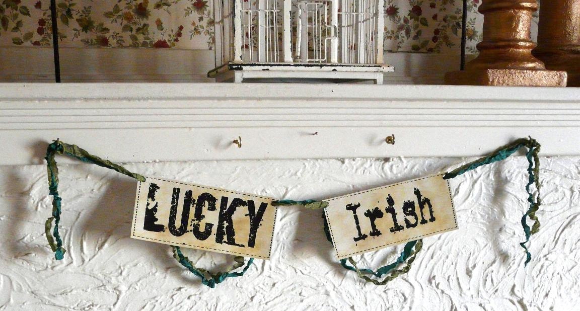 Happy St Patrick's Day Lucky Irish digital banner pdf - party garland green 2 sheet collage
