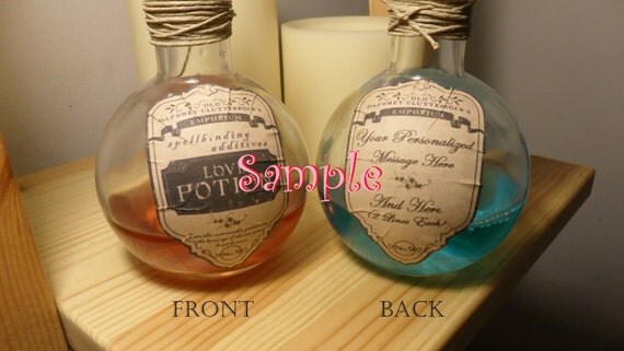 Personalized Glass Potion Bottles w Corks Wedding Party Favors Placecards 