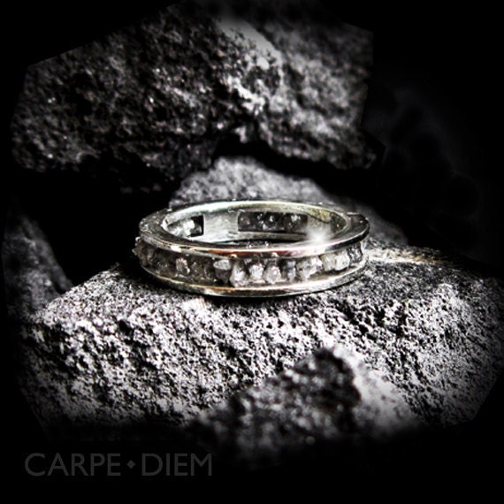 Carpe Diem 14K White Gold Uncut Diamond Diamonds Wedding Band Engagement 