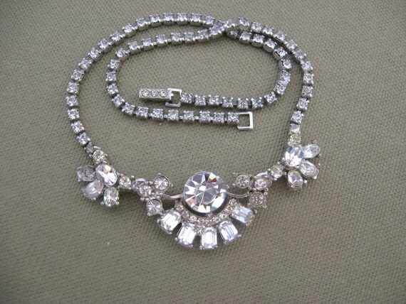 Vintage Rhinestones Centerpiece Necklace