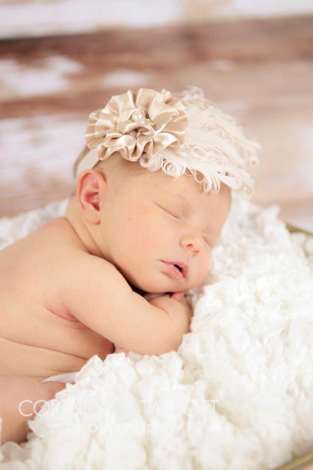 Cream Nagorie Feather Headband baby headbands newborn headbands 