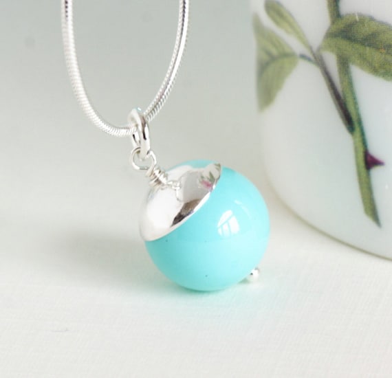 Aqua Necklace, Sterling Silver Necklace - Stunning Simplicity, Dreamy