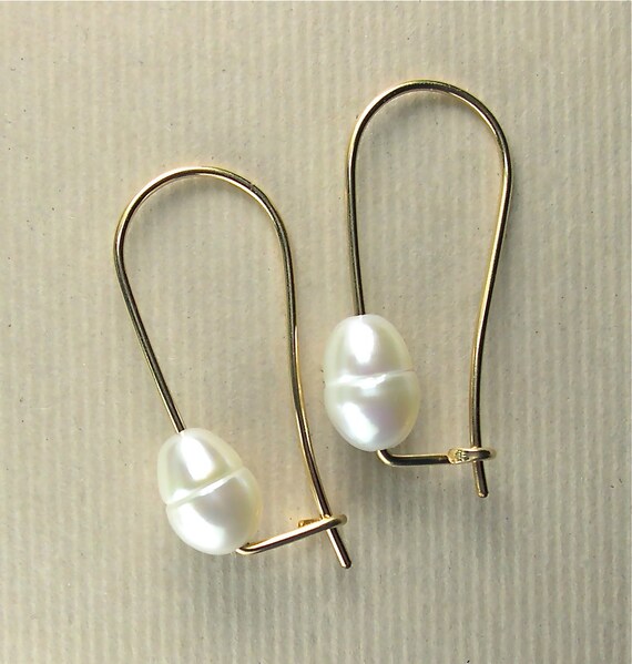 White Biwa Pearl Earring in 14K Gold-filled