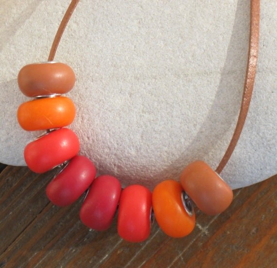 Warm Colors Simple Polymer Clay Bead Necklace