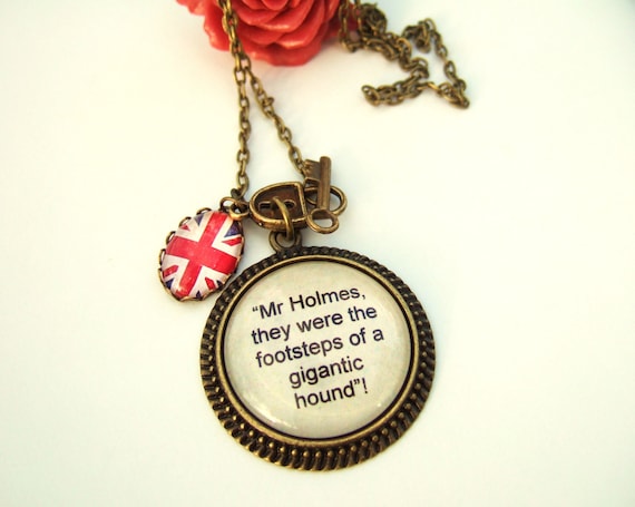 Sherlock Holmes Necklace-Sherlock Cameo-Hound of the Baskervilles Quote