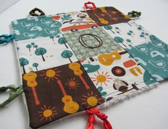 Baby Boy  Lovey with Custom Hand Embroidery and Knotties by Dolce Dreams