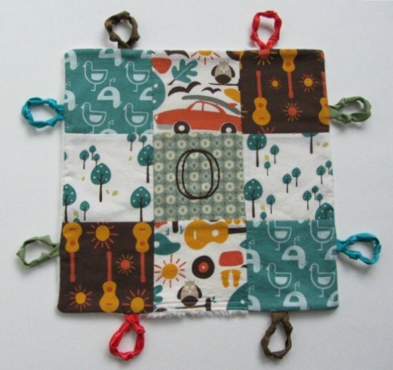 Baby Boy  Lovey with Custom Hand Embroidery and Knotties by Dolce Dreams