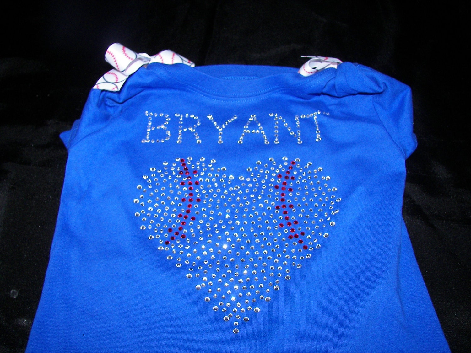 Baseball  Heart BLING Number shirt/onesie--Unique and Full of Bling