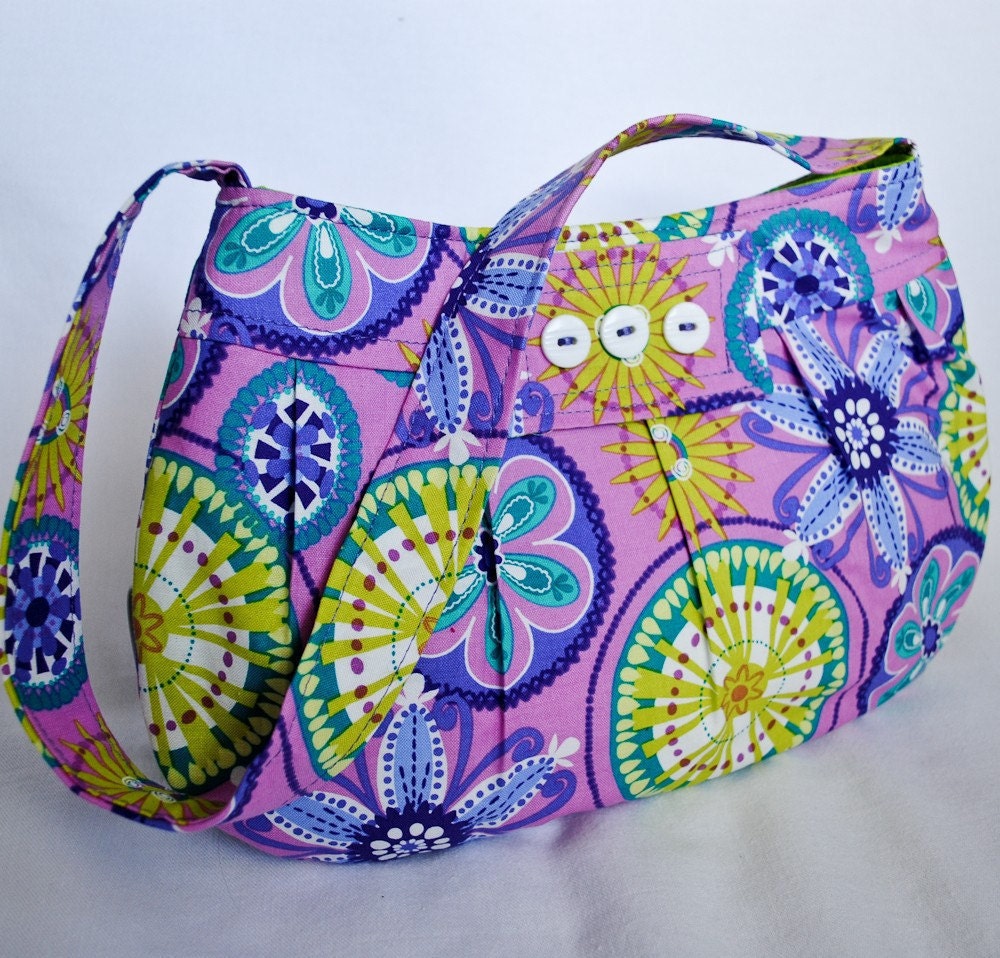 Small Buttercup Bag--Purple Carnival Bloom--READY TO SHIP