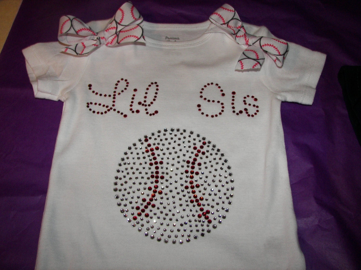 Lil Sis Baseball  Tee or Tank--Lots of Sparkle and Bling--Can be customized in your team colors
