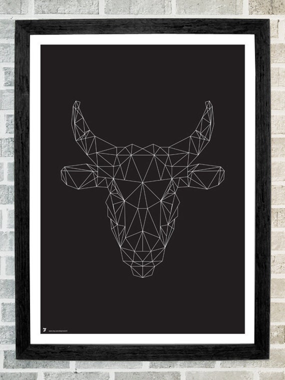 Bull head triangles print 11 X 14