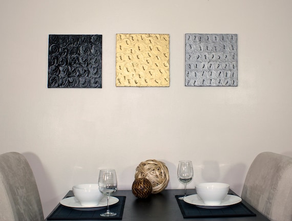 Black Metallic Abstract 3D Painting - 12" Square - Mix & Match