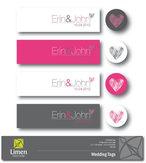 Printable Wedding Tags Choose your favorite color version From limen