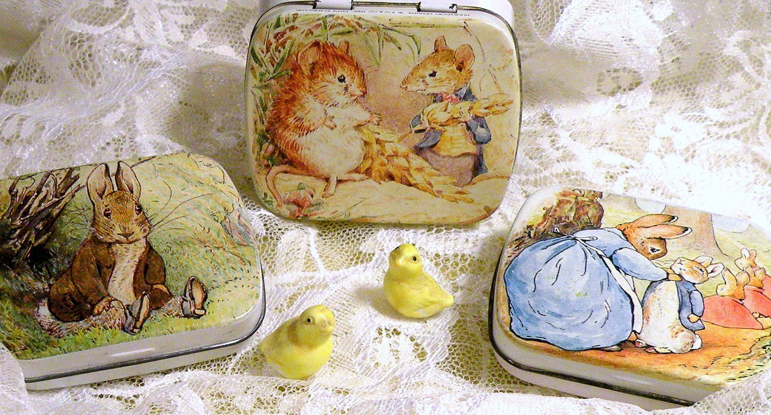 Beatrix Potter Metal Tins 6 x 5 cm Made in England Hunkydory Designs