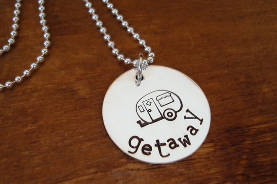 Camper Necklace - Getaway - Airstream - Hand stamped - Sterling Silver - Travel Trailer - mytweedledee