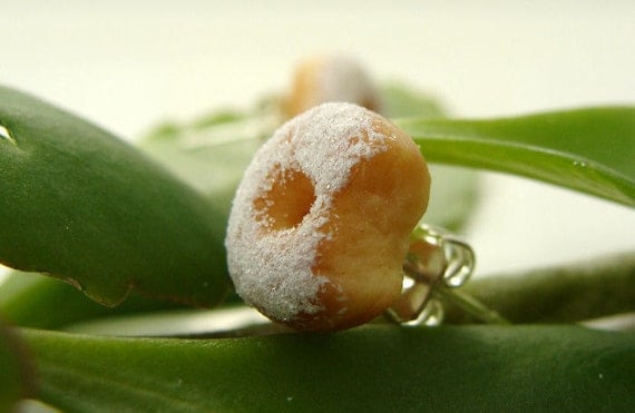 Powdered Sugar Doughnut Ear Studs - Miniature Food Polymer Clay Jewelry Donut