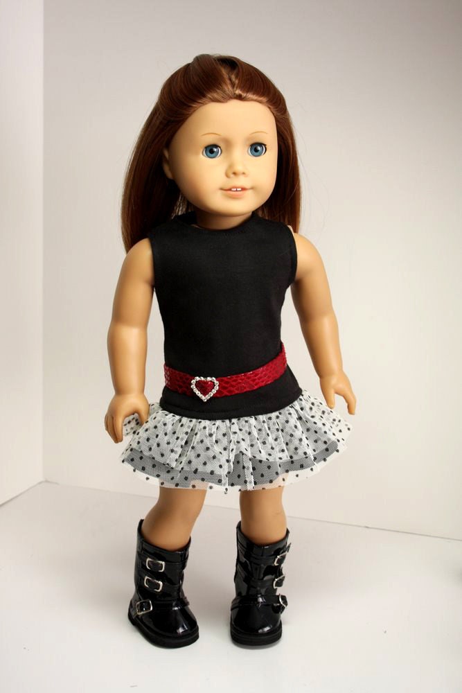 American Girl Doll Clothes-Ruffled Dress and Belt
