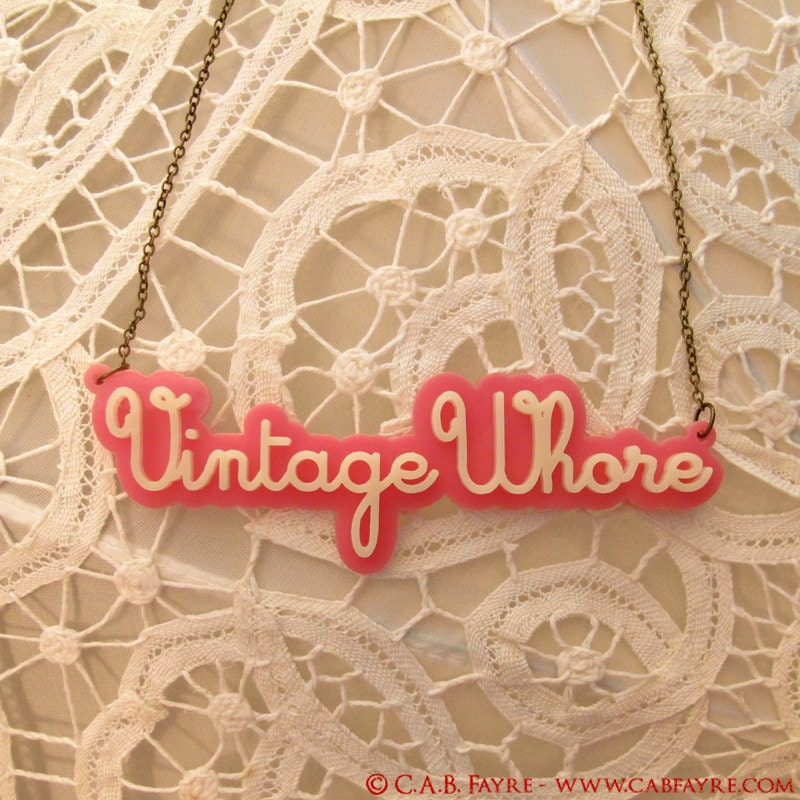 Vintage Whore Necklace - Double Stacked Laser Cut Necklace (C.A.B. Fayre ORIGINAL DESIGN)