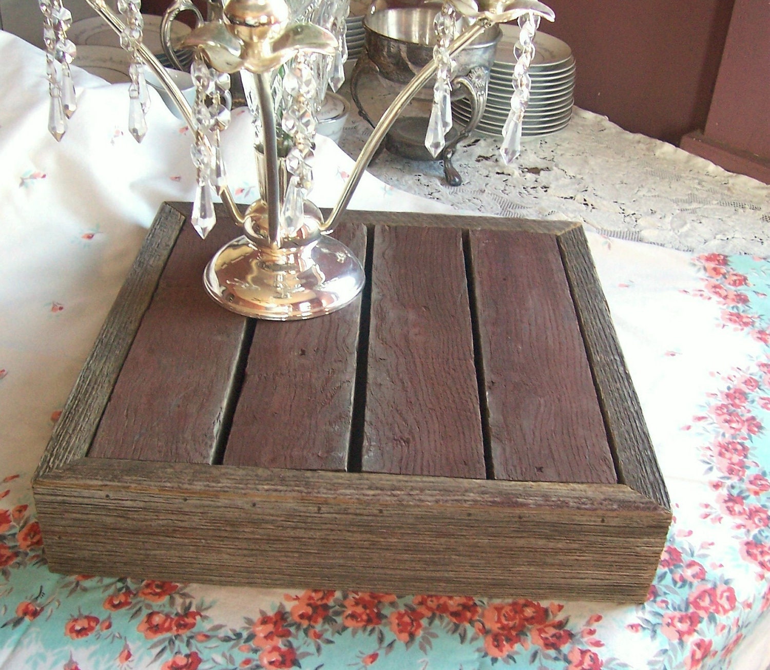 Rustic Wedding Cake Stand Buffet Stand Centerpiece Grooms Cake Stand 