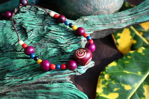 Adjustable acai seeds and tagua bracelet made with Rattan cord