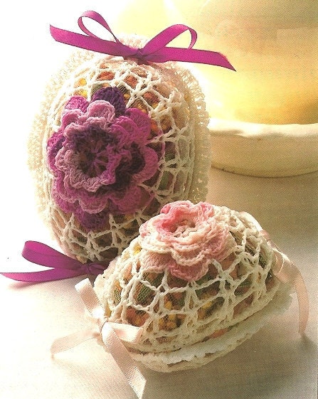Crochet Rose Filigree Easter Eggs Patterns