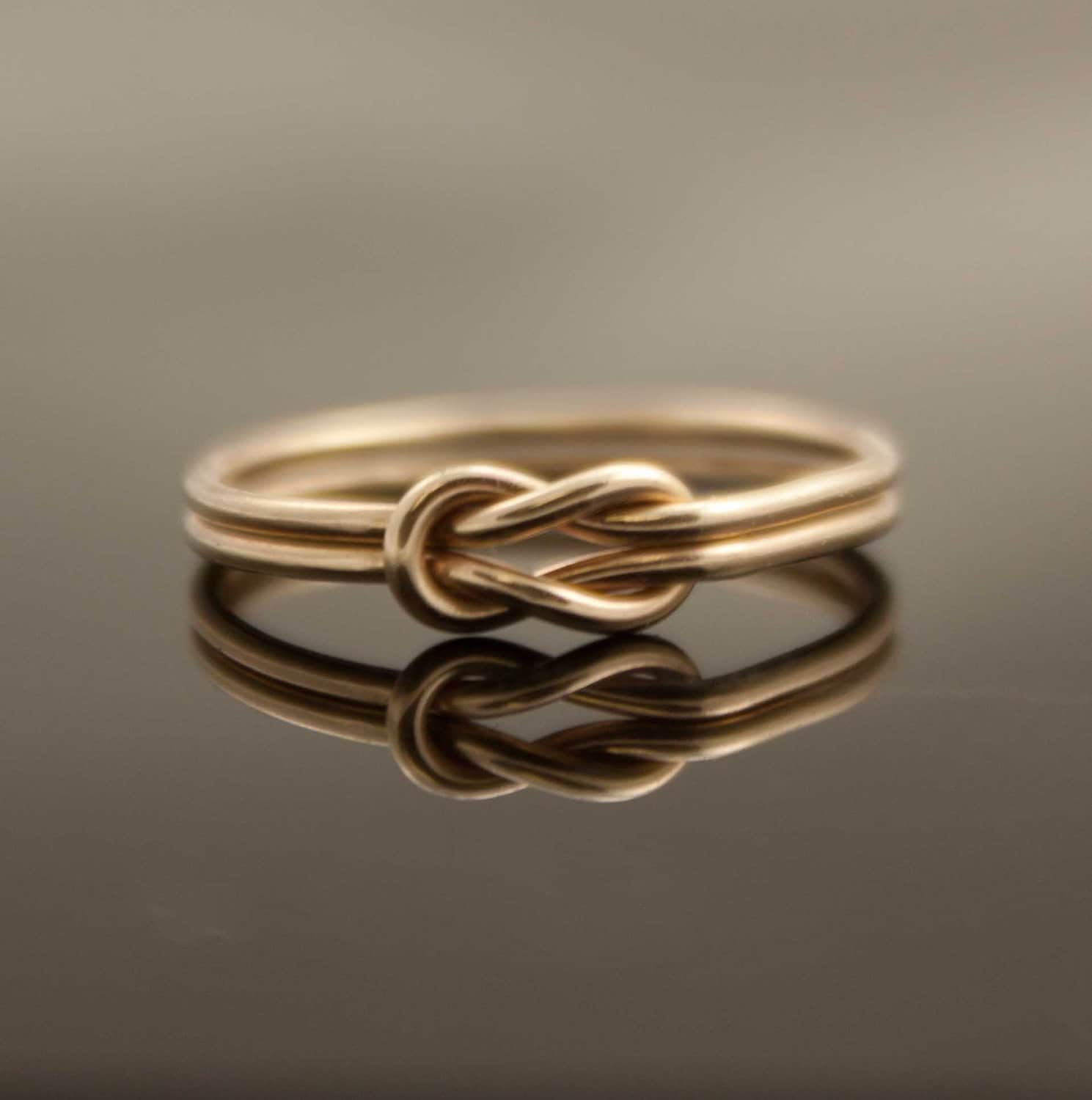 Solid 14K Gold Infinity knot ring Hug ring Alternate wedding ring, engagement, promise ring or friendship sister ring committment Yellow
