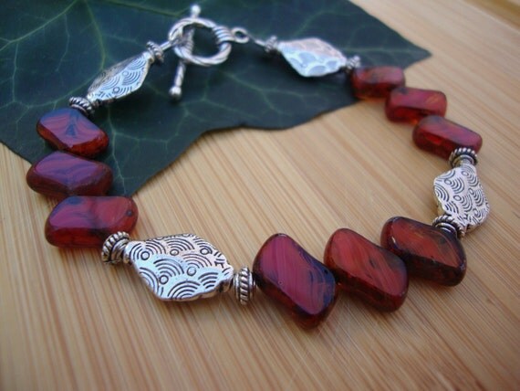 Red Czech Glass Bracelet Preview 3