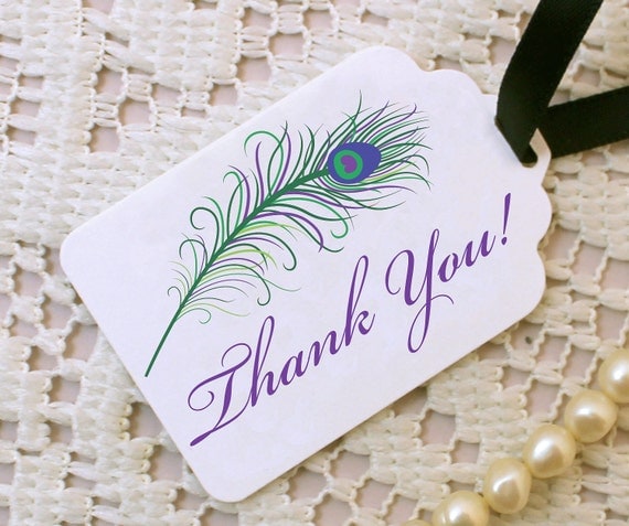 Wedding Favor Tag Peacock Feather - Set of 50