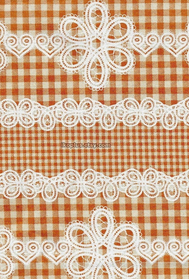 Check with Pretty Lace Print in Orange - EK-QS31610A