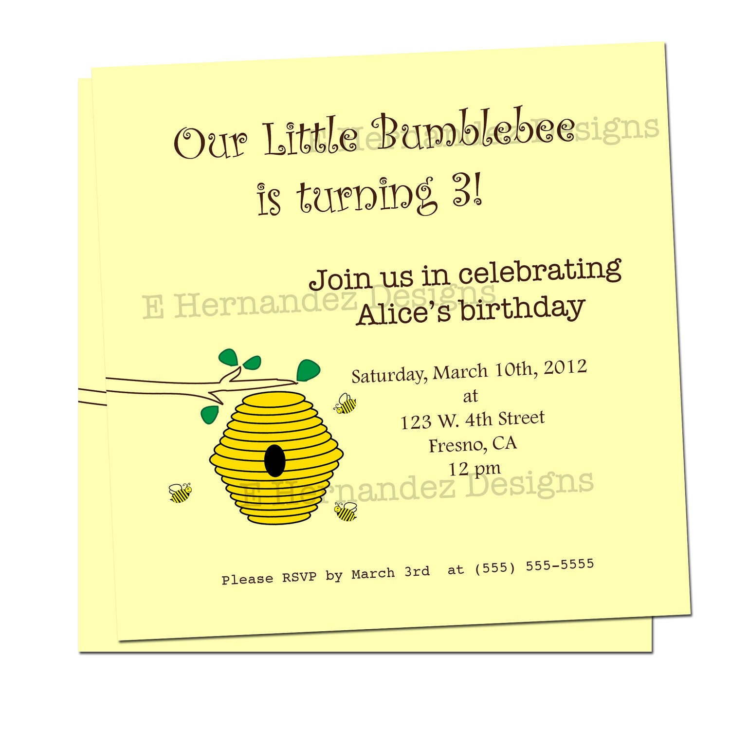 Bumblebee Birthday Party Invitation - Printable