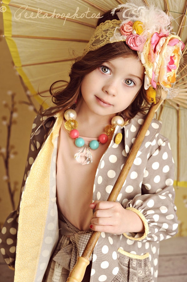 Pina Colada Yellow & Coral Flower Silk Rosette Headband-vintage, rosette, head, hair, band