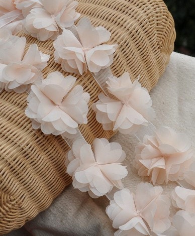 Champine Chiffon Rosette Wedding Dress Lace Trim DIY Fabric Crafts 