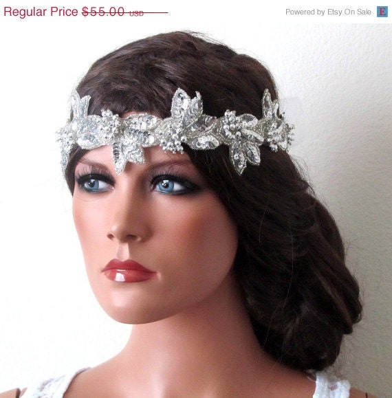 Special SALE OOAK Vintage inspired headband ribbon Sash Headband bridal 