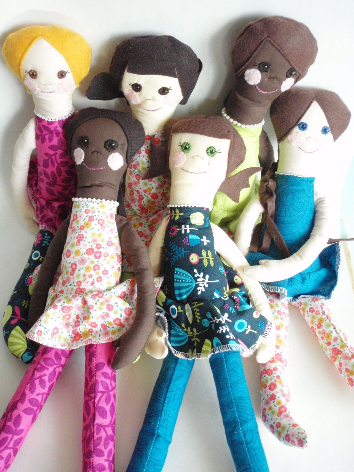 handmade cloth doll - blonde hair, brown eyes - Emma