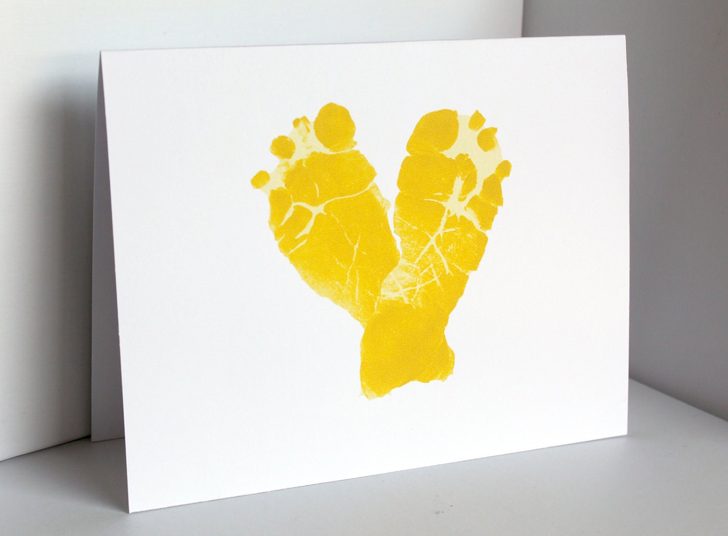 Mother's Day Card from Child - Custom Baby Feet Heart Print - Unique Card for Mom - Custom Card for Grandmother - Yellow
