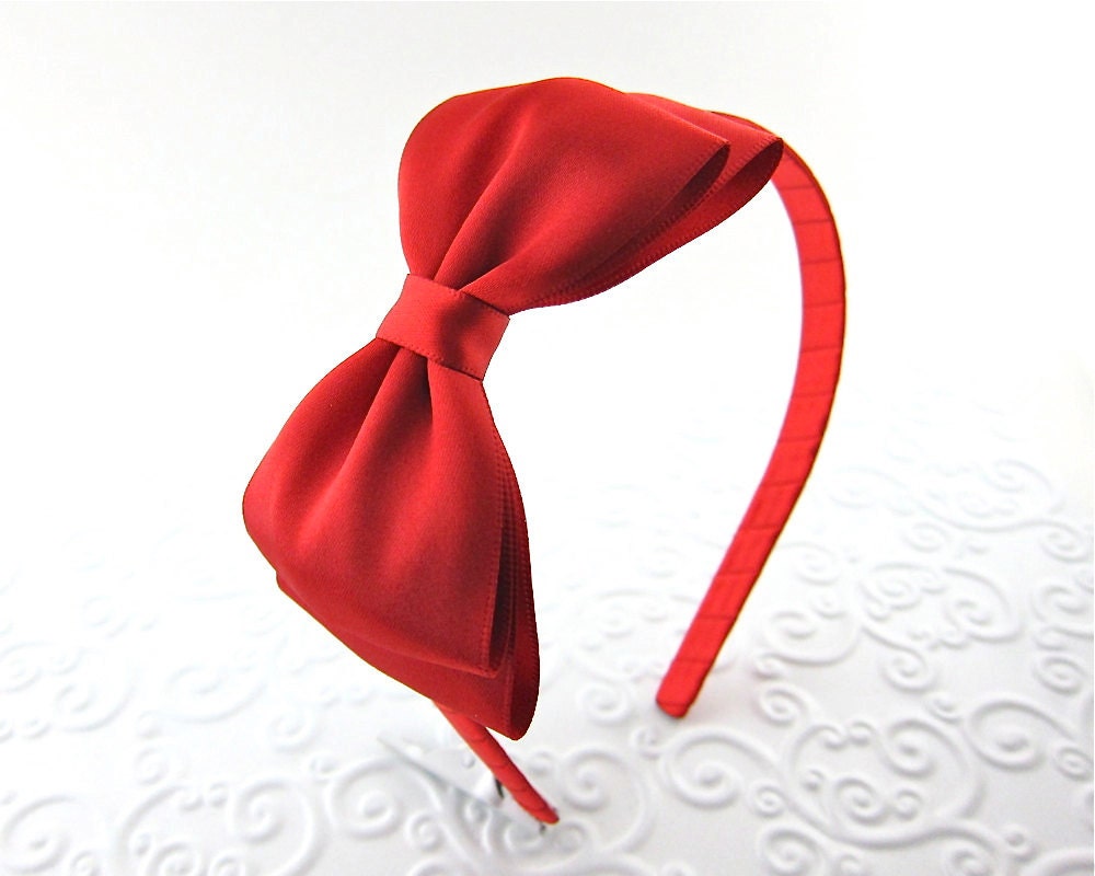 Headband Bow Red camadas de cetim