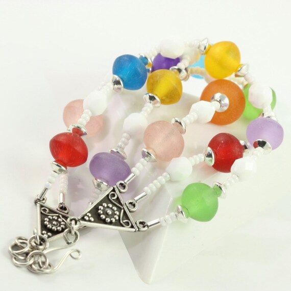 Spring Fashion Pastel Bracelet Red White Green Aqua Orange Lavender Rainbow