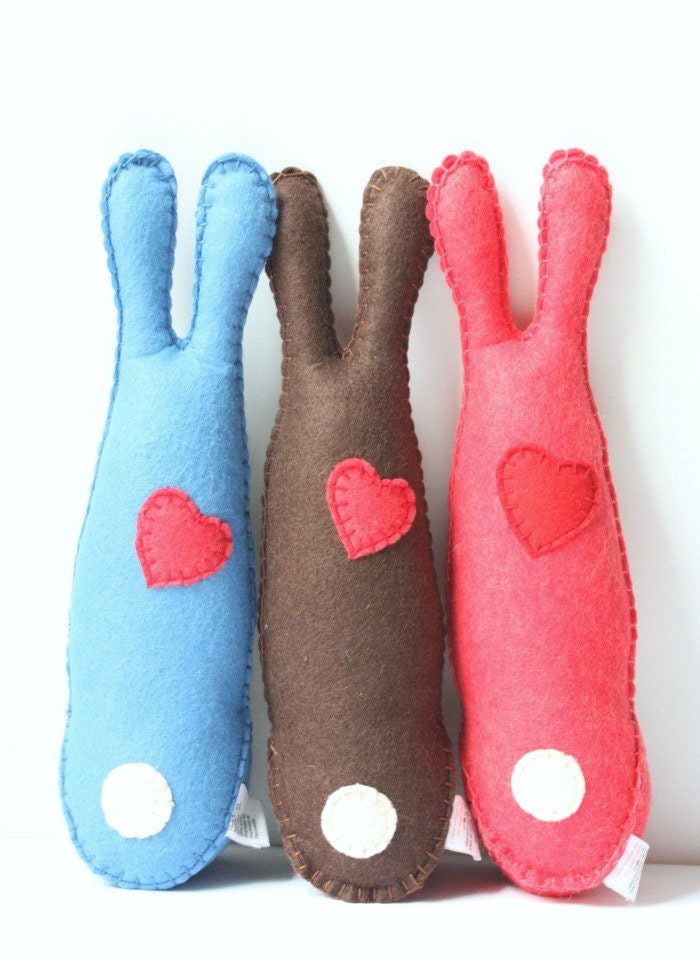 Felt Animal Plush Stuffed Bunny Rabbit, Cute Felt Stuffed Easter Bunny Animal, Pink Felt Soft Toy