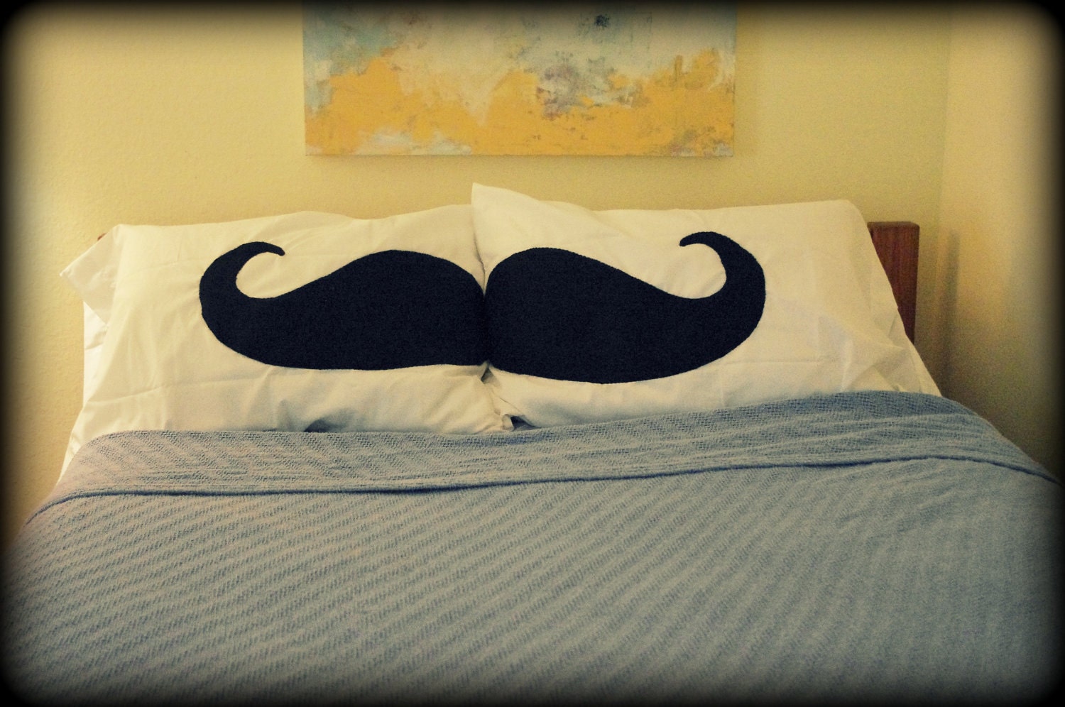 Giant Mustache Appliqued Pillowcases- The Handlebar