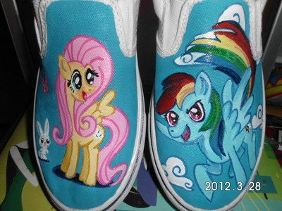 Rainbow Vans Shoes on My Little Pony Fluttershy Rainbow Dash Custom Painted Shoes Mens