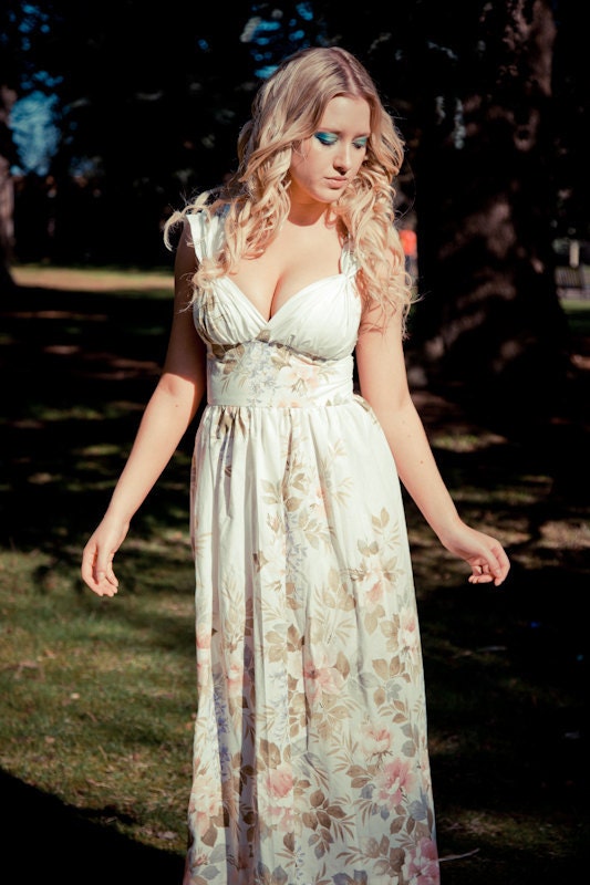 Sale Romantic floral grecian Maxi Dress beach wedding dress UK Ethical 