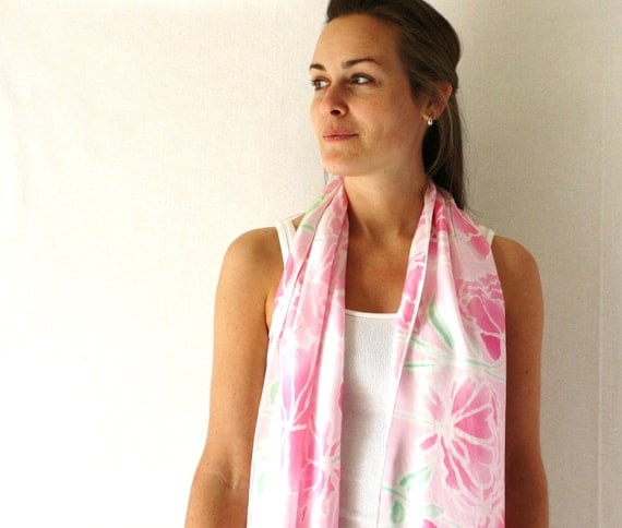 Silk Scarf. Peonies Spring Fashion- hand painted